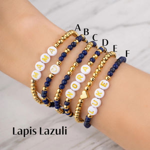 Pulsera Personalizada con Iniciales y Nombre en Piedras Preciosas, Joyería Elástica con la Palabra Mamá, Regalo de Amistad para Novia - Product Image 3