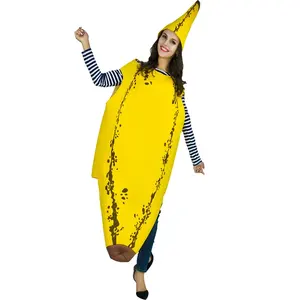 Wholesale Unisex Cosplay Fruit Funny Stale Banana Jumpsuit with Hat Party Adult Expired Banana Costume