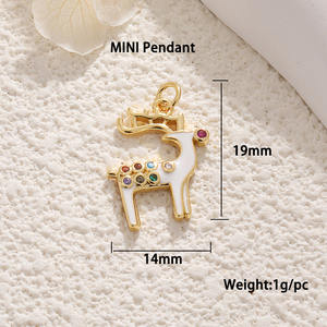 Mini Noël DIY Cuivre Plaqué avec Véritable Or Accessoire Émail Renne Bonhomme De Neige Cloche Pendentif Guirlande Charmes pour Femmes Cadeaux - Product Image 4