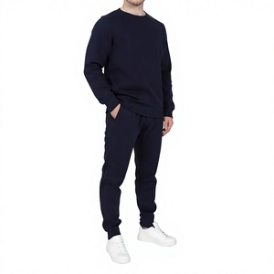 Conjunto Deportivo de Invierno para Hombre, Azul Marino, de Algodón, con Capucha, Pantalón Largo, Transpirable, Informal, con Bolsillos Laterales y Cintura Elástica - Product Image 2