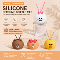 Capuchon diffuseur de parfum en silicone de qualité alimentaire personnalisé, couvercle de bouteille motif dessin animé, accessoire décoratif OEM ODM