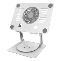 Support pour ordinateur portable en alliage d'aluminium, rotation à 360 degrés avec ventilateur de refroidissement, support réglable pour ordinateur portable pour bureau, studio, vente en gros OEM
