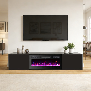 Soporte de TV de Madera con Chimenea de 72 Pulgadas, Color Blanco y Negro, con Control Remoto, Directo de Fábrica, para Sala de Estar, Modelo Tv7232fsb-a - Product Image 1