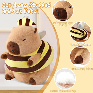 Peluche de Capibara Personalizado de 30 cm, Animales de Peluche <span class=keywords><strong>Kawaii</strong></span> con Disfraz de Abeja, Muñeco de Peluche Suave y Adorable para Niñas y Niños - Product Image 2