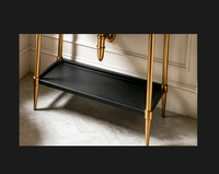 Meuble-lavabo de salle de bain de luxe sur mesure pour espace ouvert, en laiton poli brillant doré, montage facile, en acier inoxydable 304 durable