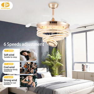 <span class=keywords><strong>Ventilador</strong></span> de <span class=keywords><strong>Techo</strong></span> de Cristal de Lujo de 36/42/48/52 Pulgadas con Aspas Retráctiles, Control Remoto, para Sala de Estar, Comedor - Product Image 4