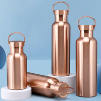 Botol Minum Olahraga Anti Bocor 500ml Berlapis Tembaga Dinding Ganda Vakum Terisolasi dengan Logo Kustom dan Label Pribadi dari Baja Tahan Karat