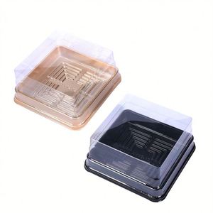Caja de Plástico para Empacar Postres, Pasteles, Mousse, Caja Transparente para Empacar Pasteles, Base Cuadrada Dorada, Mini Caja para Pasteles con Tapa Transparente - Product Image 3