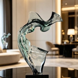 CP046 Escultura Abstracta Antidesvanecimiento de Resina Transparente, Adorno de Mesa de Roca Hueca Irregular Vertical con Múltiples Agujeros para Oficina y Sala VIP - Product Image 3
