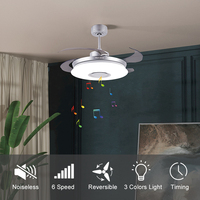 Ventilateur de plafond intelligent LED RGB avec haut-parleur musical, pliable, design moderne, pour salon, avec télécommande Wi-Fi DC