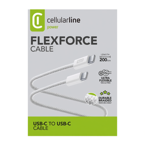 Cavo USB C FLEXFORCE 60W Blanc 2m USBDATABRTABC2C2MW - Product Image 3