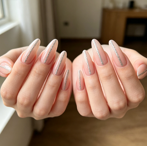 <span class=keywords><strong>Uñas</strong></span> Postizas Dihang <span class=keywords><strong>Color</strong></span> <span class=keywords><strong>Rosa</strong></span> <span class=keywords><strong>con</strong></span> Brillo y Líneas Plateadas - Product Image 1