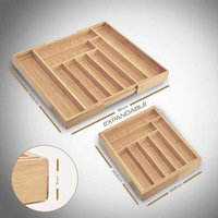Boîte de rangement extensible en bambou pour tiroir, organisateur de couteaux, de couverts et de papeterie pour la maison et la cuisine