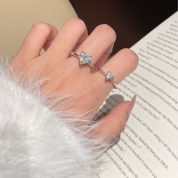 Bague minimaliste en moissanite en forme de cœur, en argent sterling 925, finition polie, anneau fermé
