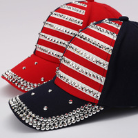 Gorras de Béisbol Ajustables de 7 Paneles con Bandera de EE. UU. y Pedrería para Hombre y Mujer, Estilo Hip Hop, DYYXC