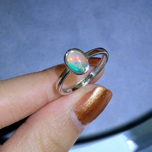 Aimgal Fine Jewelry Vintage Natural White <strong>Opal</strong> Gemstone <strong>Ring</strong> 18K Gold S925 Silver Sterling for Wedding - Product Image 2