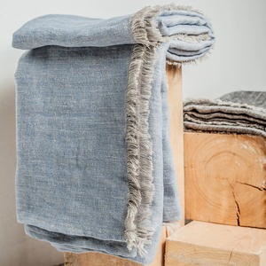 Custom Design High Quality Flax Farmhouse Durable Breathable <strong>Single</strong> Size Fringed Linen <strong>Bed</strong> Throw Sofa <strong>Blanket</strong> - Product Image 2
