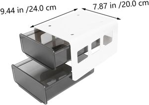 Under Desk Storage <b>Plastic</b> Double Layer Transparent Self-Adhesive Table Drawer Organizer With <b>Sliding</b> - Product Image 4