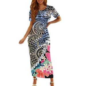Personnalisé Polynésien Hibiscus <span class=keywords><strong>Fleur</strong></span> Grande Taille Femmes 2 Pièces Ensemble Robe Polynésie Samoa <span class=keywords><strong>Tatouage</strong></span> Noir Lâche Club Robes Puletasi - Product Image 6