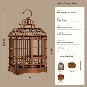 Taşınabilir Ev Tasarımı Retro Tarz Plastik Kuş Kafesi Dayanıklı Zarif Sökülebilir Görünüm Süs Kuşları Evcil Kuş Malzemeleri - Product Image 6