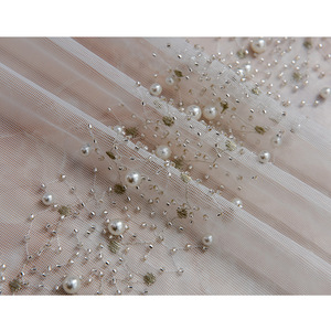 Chine usine conceptions personnalisées broderie 100% polyester pure rideaux européen <span class=keywords><strong>blanc</strong></span> broderie prêt à l'emploi perle fenêtre rideau - Product Image 4