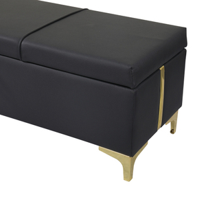 Modern Velvet Upholstered Storage Ottoman & Bench Metal Legs Eco-Friendly Seat for Bedroom Living Room Fully Assembled Black - Product Image 3
