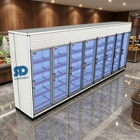 Vitrine réfrigérée pour supermarché Soardragon avec porte en verre, commande numérique, porte à fermeture automatique et étagères réglables pour les boissons