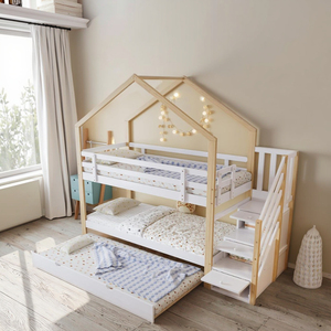 Durevole letto a castello multifunzionale in legno massello per bambini letto <span class=keywords><strong>cabina</strong></span> <span class=keywords><strong>con</strong></span> scala, 4 cassetti, Base a doghe per Hotel scolastico - Product Image 1
