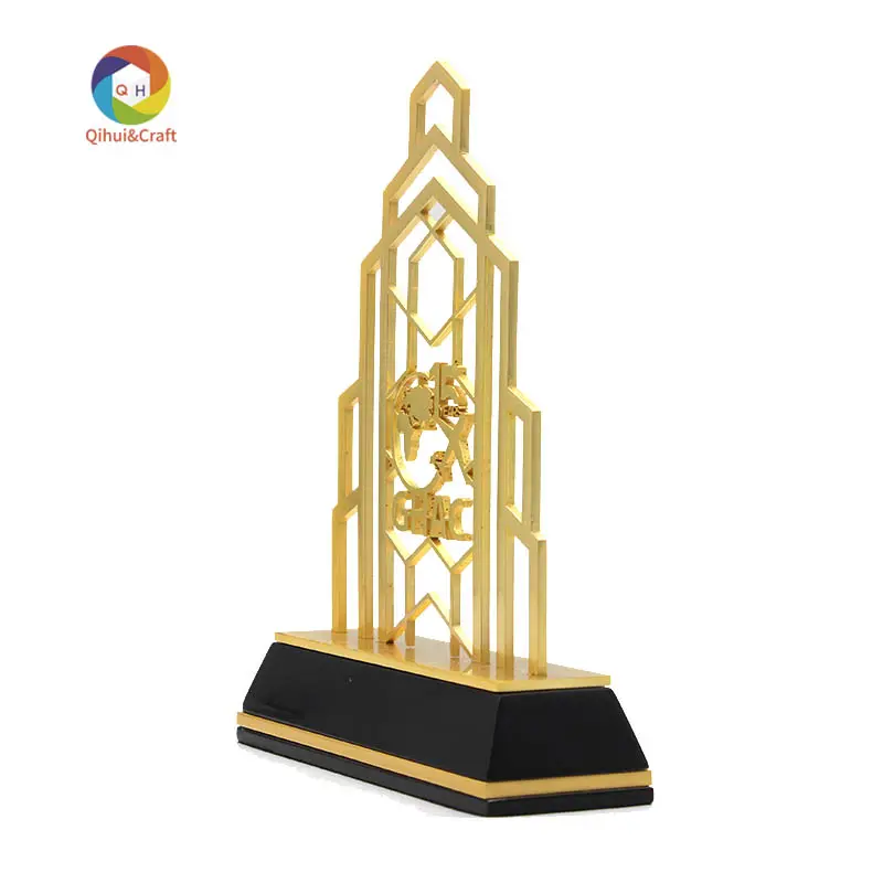 High quality design metal blank souvenir trophy custom stainless steel building logo metal trophy