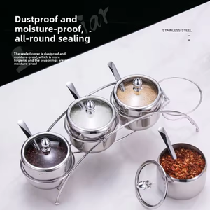Ensemble <span class=keywords><strong>de</strong></span> pots à épices en acier inoxydable pour la maison ou la restauration, récipient à sel, organisateur d'épices, rangement pour pots <span class=keywords><strong>de</strong></span> cuisine - Product Image 4