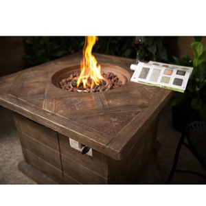36-Inch Square Wood Grain Gas <b>Fire</b> <b>Pit</b> <b>Table</b> for Outdoor Garden Decoration - Product Image 3