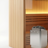 Cabine de sauna d'angle intérieure en hemlock pour 1-2 personnes, avec chauffage électrique à pierres, cabine vapeur d'angle arrondie pour maison, hôtel, spa