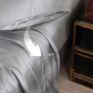 Oeko-tex 100% Tre Viscose Sợi Tấm Ga Giường Đặt Nữ Hoàng Kích Thước 300TC Tự Nhiên Siêu Mềm Mại Rắn Màu Bộ Đồ Giường Cho Mùa Hè - Product Image 2