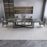 Ensemble de table à manger moderne pour 16 personnes avec plateau en marbre et pieds en acier inoxydable avec carreaux en céramique, durable et écologique
