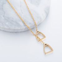 Colliers et pendentifs simples en forme de fer à cheval porte-bonheur en acier inoxydable, avec double étrier de cheval, pour femmes et hommes, accessoires et cadeaux