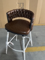 Chaise en cuir classique de luxe pour hôtel et restaurant commercial, design gratuit, chaise de bar en cuir marron