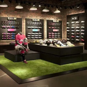 Mobili per esposizione al dettaglio personalizzati per negozio di Sport Rack abbigliamento Sport piccolo negozio di scarpe Design