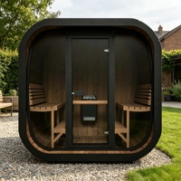 Sauna à domicile, sauna en bois massif haut de gamme tout noir, spa à domicile, sauna en cube extérieur pour 4 à 6 personnes, sauna à vapeur