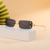 Lunettes de soleil Partagas, vente en gros, mode rétro, logo personnalisé, sans monture, forme rectangulaire, verres UV400, pour femmes