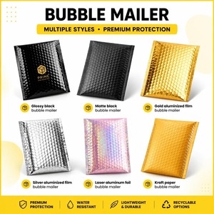 Sobres de Burbuja Metálicos Holográficos, Autosellables, Recubiertos de Aluminio, Ligeros, Personalizables, Acolchados, Resistentes a Impactos, para Envíos - Product Image 6