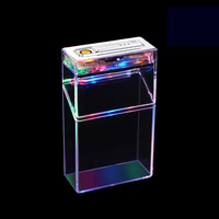 Boîte à cigarettes en plastique transparent carrée avec lumière flash ambiante, avec allume-cigare électrique à fil de tungstène rechargeable par USB