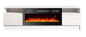 Meuble TV autoportant en bois blanc et noir 63'' avec télécommande, foyer <span class=keywords><strong>électrique</strong></span> à LED pour la maison - Product Image 5