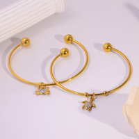 Bracelet manchette réglable en acier inoxydable pour animaux de l'océan 18 carats avec coquillage dauphin étoile de mer breloques strass bijoux d'été