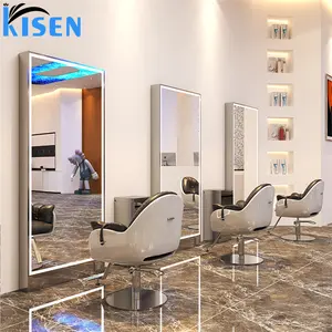 Kisen beauty salon equipment furniture hairstylist salon set barber unit station barber chairs single side mirror station