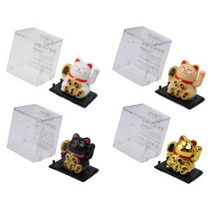 Decoración de alta calidad Plástico Fortune Lucky Cat Maneki Neko Cat 2 pulgadas Solar Feng Shui Gold Lucky Cat - Product Image 2