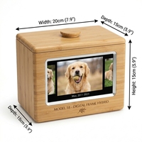 Cadre photo numérique hybride en bambou pour urne funéraire pour chiens, boîte commémorative high-tech avec écran de diaporama dynamique
