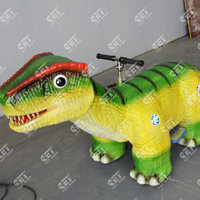 Voiture à conduire dinosaure animatronique 24V grandeur nature avec rugissement et mouvements réalistes pour le plaisir