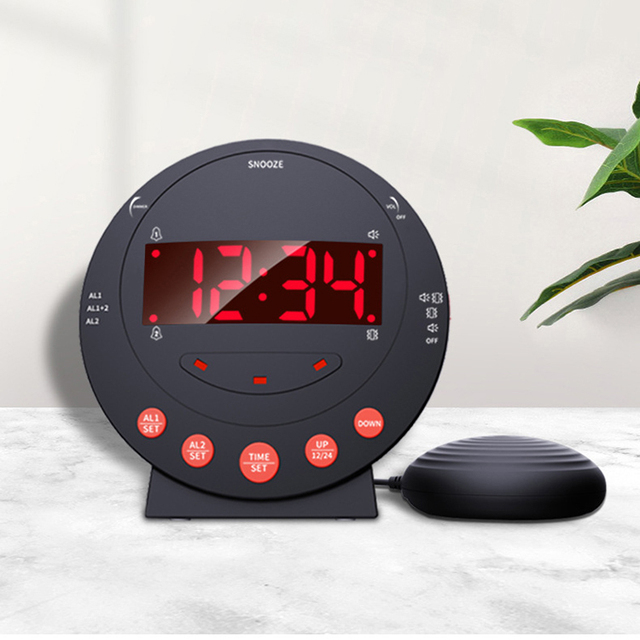 New Arrival Smart Table Alarm Clocks Extra Loud Digital Vibrating Alarm Clock for Heavy Sleepers and Deaf Hearing Impaired