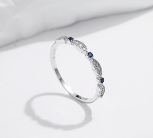 Bague fine en argent Sterling S925, incrustée de pierres bleues en Zircon, réglable, bijoux élégants pour les doigts, cadeau pour les femmes, à porter au quotidien - Product Image 4