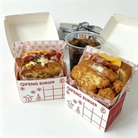 Caja para Hamburguesas de Cartón Corrugado, Diseño de Marca con Logotipo Personalizado, Ecológica, Hecha con Materiales Reciclados, Moderna, para Comida para Llevar